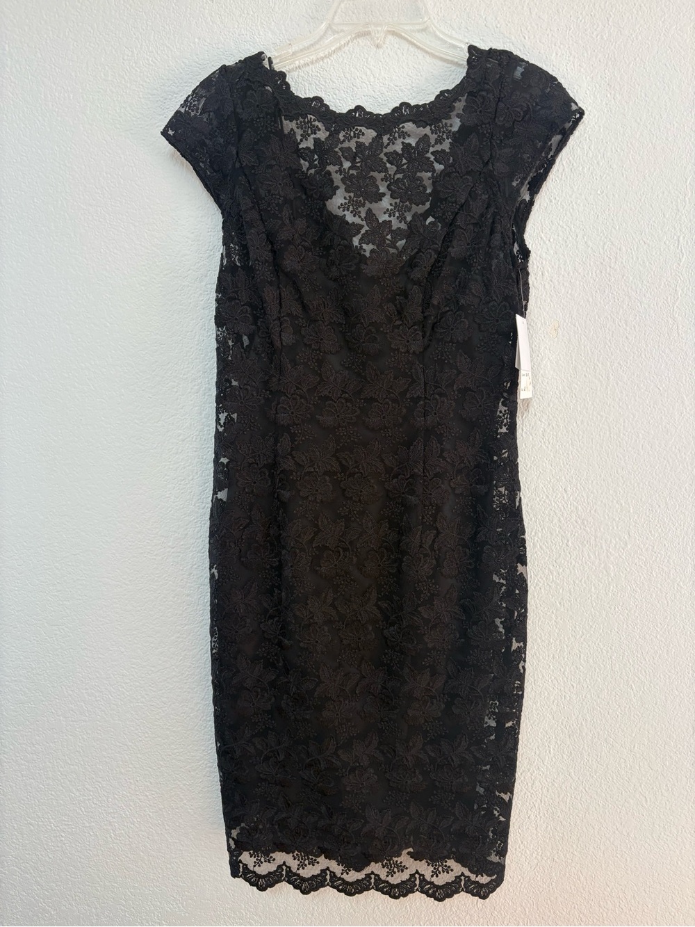 Chetta B Black Floral Lace Sheath Dress